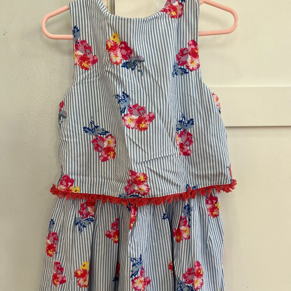 Blue and white striped tank dress